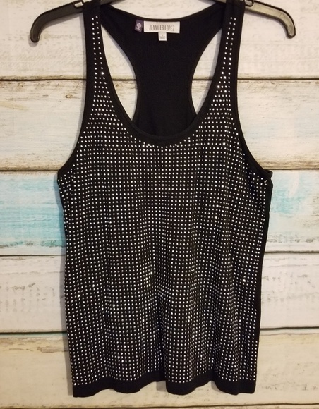 Jennifer Lopez Tops - Jennifer Lopez Black & Silver Racerback Tank Sz L.